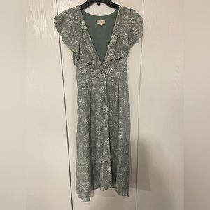 Sage Green Dress. The length hits right above the ankle.